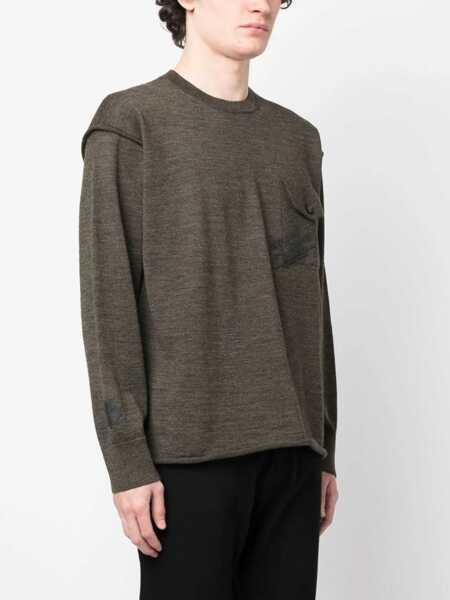 Pulovere DSQUARED2 Virgin Wool Crew-Neck Sweater With Breast Pocket Military Green Barbati (BM 19205105) 3