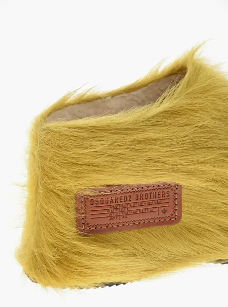 Papuci DSQUARED2 Ponyhair Rock Your Road Platform Mules Yellow Femei (BM 19205108) 4