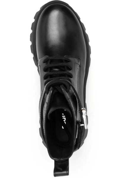 Botine DSQUARED2 Leather D2 Statement Combat Booties With Logoed Strap Black Femei (BM 19205120) 4