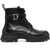 DSQUARED2 Leather D2 Statement Combat Booties With Logoed Strap Black