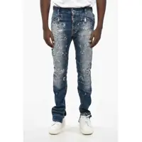 Blugi drepti Distressed Effect Honda Cool Guy Biker Jeans With Ankle Slit Barbati