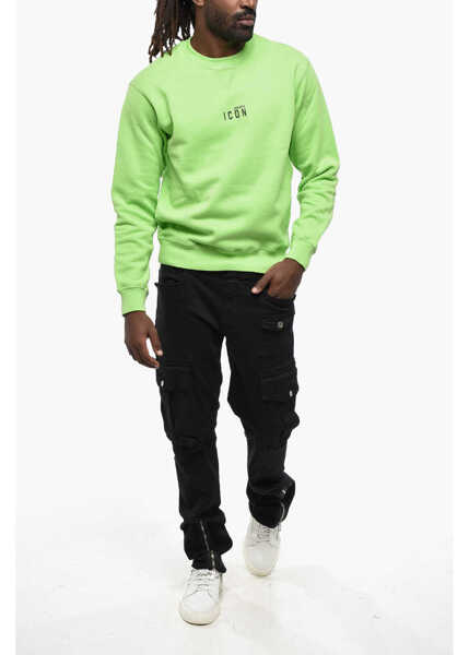 Bluze de trening DSQUARED2 Icon Fleeced Cotton Cool Fit Crew-Neck Sweatshirt With Print Green Barbati (BM 19205132) 4