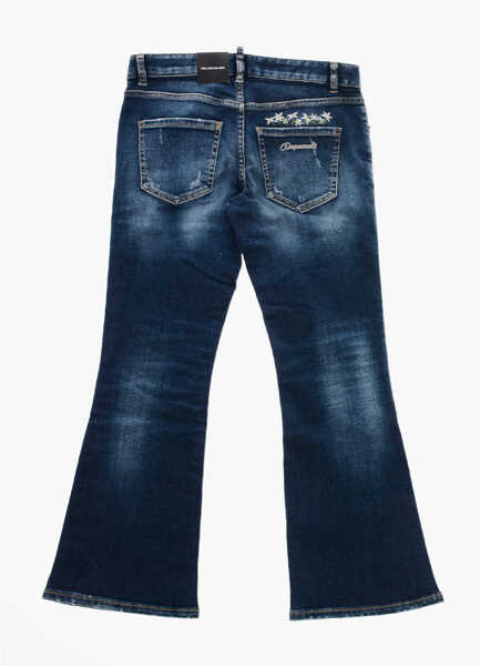Blugi drepti DSQUARED2 Bootcut Delav Denims With Embroideries Blue Baieti (BM 19205141) 3