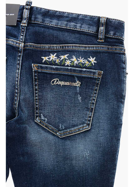 Blugi drepti DSQUARED2 Bootcut Delav Denims With Embroideries Blue Baieti (BM 19205141) 4