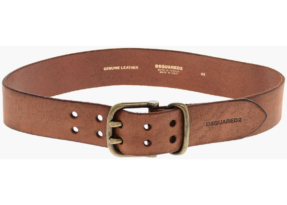 Curele DSQUARED2 Vintage Effect Leather Belt 40Mm Brown Femei (BM 19205153) 3