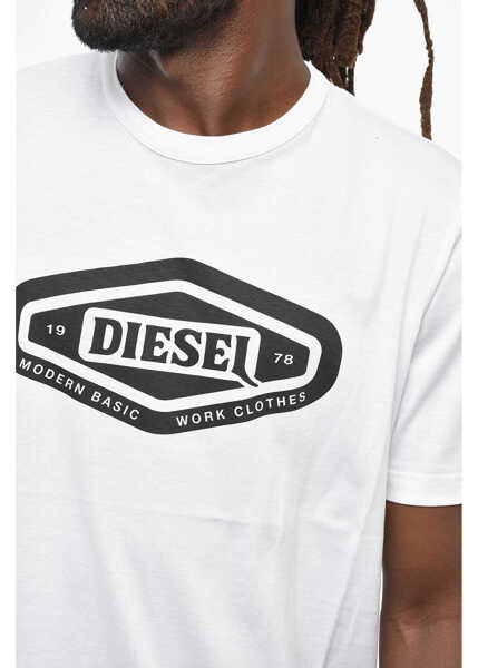 Tricouri Diesel Solid Color T-Just 250116 Off Crew-Neck T-Shirt With Printed White Barbati (BM 19205156) 3