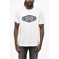 Tricouri Solid Color T-Just 250116 Off Crew-Neck T-Shirt With Printed Barbati