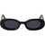 Off-White Solid Color Amalfi Sunglasses With Oval Frame Black