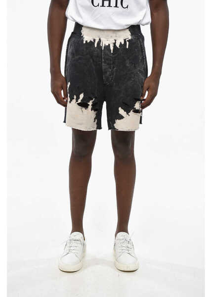 Pantaloni scurti DSQUARED2 Bleached Effect Brushed Cotton Long Arnold Fit Shorts Black Barbati (BM 19205177) 1