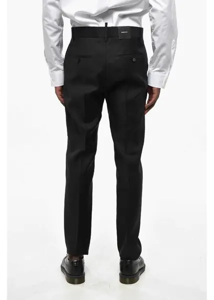 Pantaloni eleganti DSQUARED2 Virgin Wool And Silk Cigarette Fit Pants Black Barbati (BM 19207685) 2