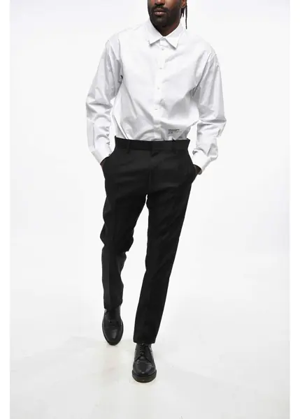 Pantaloni eleganti DSQUARED2 Virgin Wool And Silk Cigarette Fit Pants Black Barbati (BM 19207685) 4