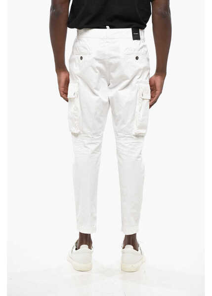 Pantaloni casual DSQUARED2 Solid Color Sexy Cargo Fit Pants With Contrasting Patch White Barbati (BM 19207694) 2