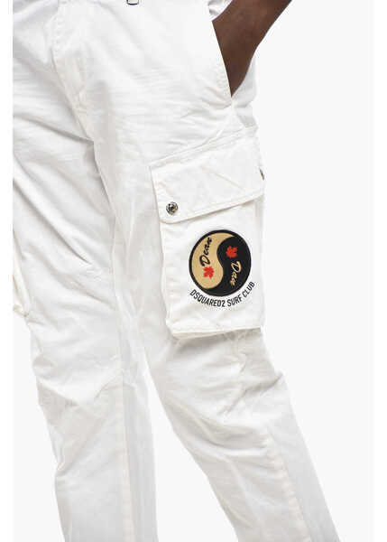 Pantaloni casual DSQUARED2 Solid Color Sexy Cargo Fit Pants With Contrasting Patch White Barbati (BM 19207694) 3