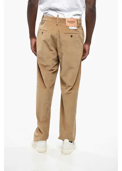Pantaloni casual DSQUARED2 Straight Leg Corduroy Pants Beige Barbati (BM 19207703) 2