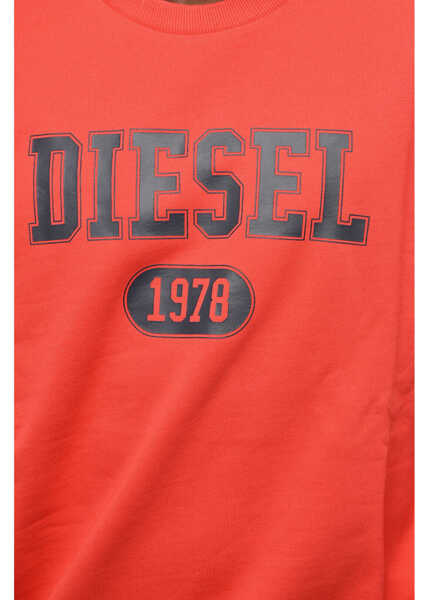Bluze de trening Diesel Crew Neck Brushed Cotton Sweatshirt With Printed Logo Red Barbati (BM 19207706) 3