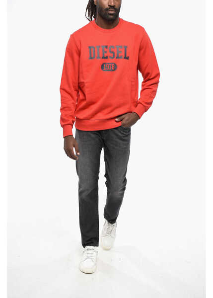 Bluze de trening Diesel Crew Neck Brushed Cotton Sweatshirt With Printed Logo Red Barbati (BM 19207706) 4