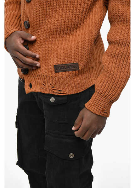 Cardigane DSQUARED2 Cotton Blend V-Neck Cardigan Brown Barbati (BM 19207715) 3