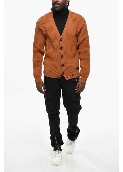 Cardigane DSQUARED2 Cotton Blend V-Neck Cardigan Brown Barbati (BM 19207715) 4