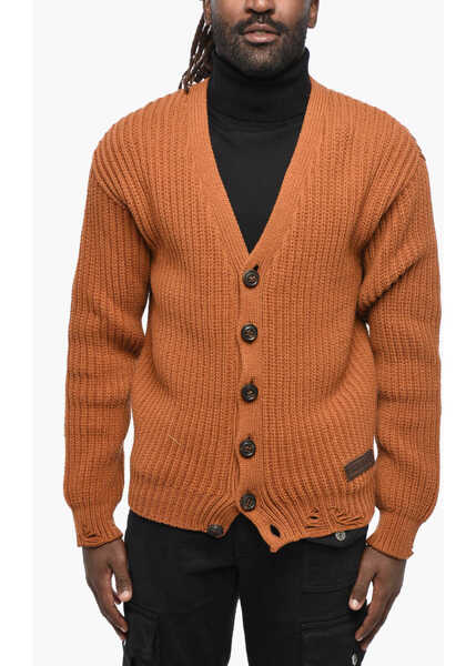 Cardigane DSQUARED2 Cotton Blend V-Neck Cardigan Brown Barbati (BM 19207715) 1