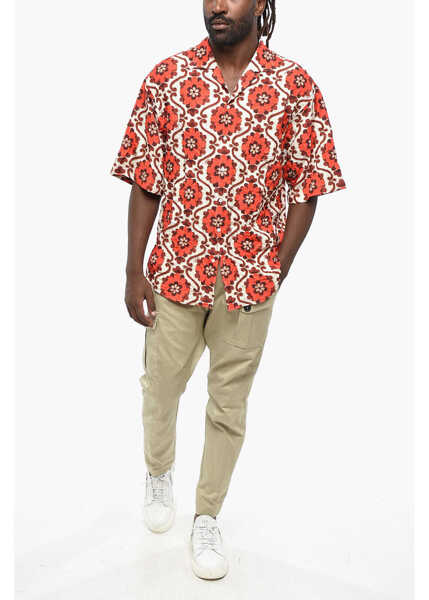 Camasi casual DSQUARED2 Floral Patterned Bowling Shirt With Wrinkled Effect Multicolor Barbati (BM 19207718) 4