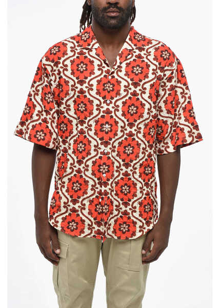 Camasi casual DSQUARED2 Floral Patterned Bowling Shirt With Wrinkled Effect Multicolor Barbati (BM 19207718) 1