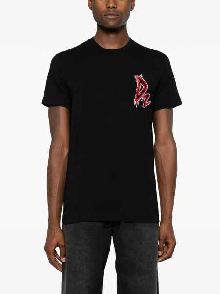 Tricouri DSQUARED2 Crew Neck D2 Devils T-Shirt With Print Black Barbati (BM 19207730) 3