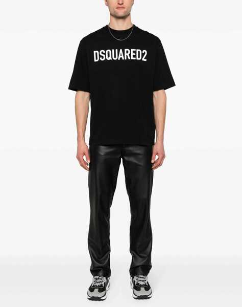 Tricouri DSQUARED2 Crew Neck T-Shirt With Printed Logo Black Barbati (BM 19207745) 2