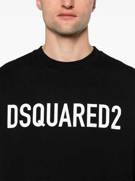 Tricouri DSQUARED2 Crew Neck T-Shirt With Printed Logo Black Barbati (BM 19207745) 5