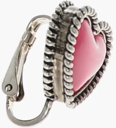 Cercei DSQUARED2 Enamelled Brass Heart Single Earring Pink Femei (BM 19207748) 3