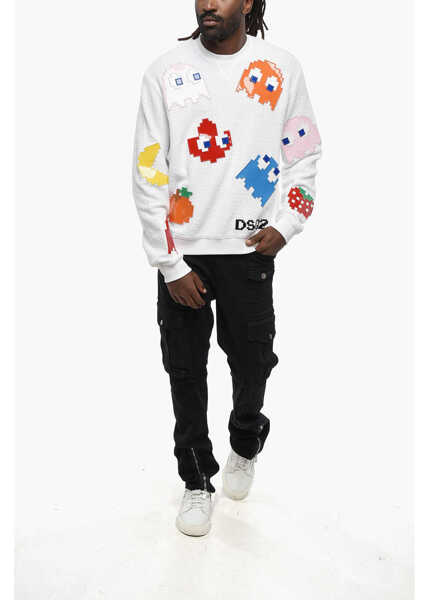 Bluze de trening DSQUARED2 Pac-Man Cotton Cool Fit Crew-Neck Sweatshirt With Contrastin White Barbati (BM 19207751) 4