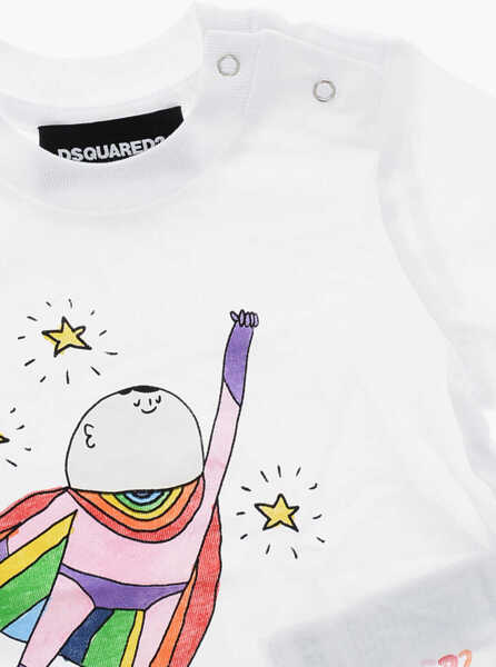 Tricouri DSQUARED2 Crew Neck Superhero T-Shirt With Print White Baieti (BM 19207757) 2