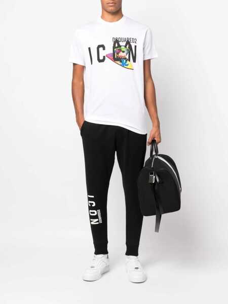 Pantaloni de trening DSQUARED2 Fleeced Cotton Icon Sweatpants With Cuffs Black Barbati (BM 19207760) 2