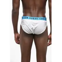 Chiloti pentru Barbati - Chiloti DSQUARED2 Icon Stretch Cotton Brief With Contrasting Logoed Band White Barbati (BM 19207763) - B-mall.ro