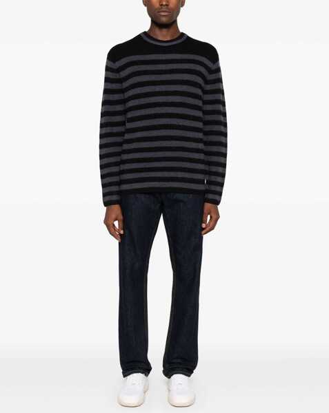 Pulovere Paul Smith Ps Two-Tone Striped Crew-Neck Sweater Black Barbati (BM 19207766) 2
