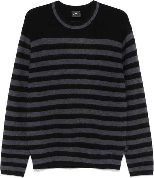 Pulovere Paul Smith Ps Two-Tone Striped Crew-Neck Sweater Black Barbati (BM 19207766) 1