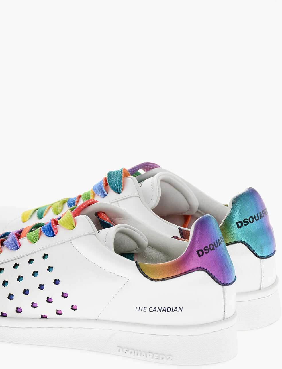 Sneakers DSQUARED2 Leather Boxer Sneakers With Tie Dye Laces White Femei (BM 19207772) 2