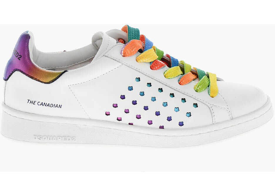 Sneakers DSQUARED2 Leather Boxer Sneakers With Tie Dye Laces White Femei (BM 19207772) 3