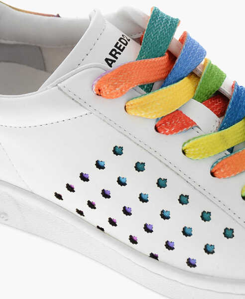 Sneakers DSQUARED2 Leather Boxer Sneakers With Tie Dye Laces White Femei (BM 19207772) 4