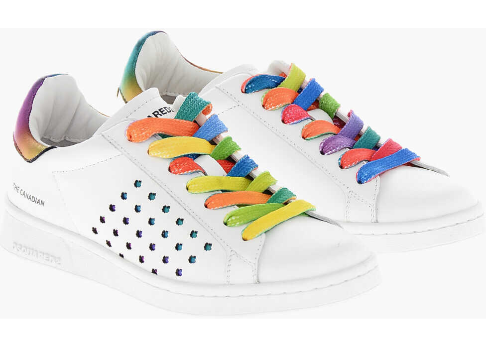 Sneakers DSQUARED2 Leather Boxer Sneakers With Tie Dye Laces White Femei (BM 19207772) 1