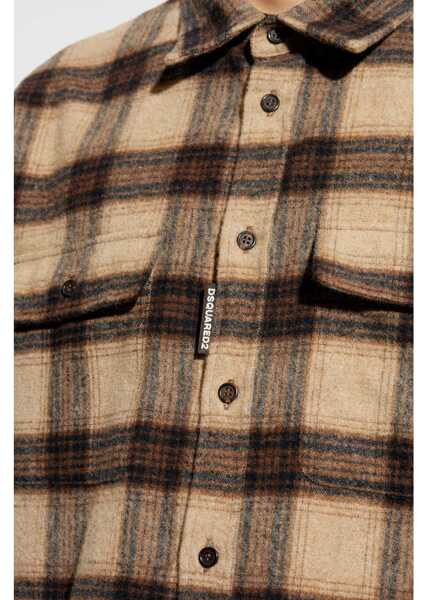 Camasi casual DSQUARED2 Tartan Patterned Flannel Shirt Brown Barbati (BM 19207778) 5