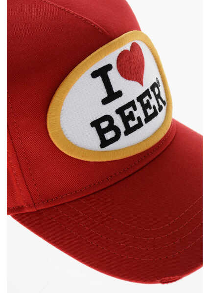 Sepci DSQUARED2 Embroidered I Love Beer Baseball Cap Red Barbati (BM 19207781) 3