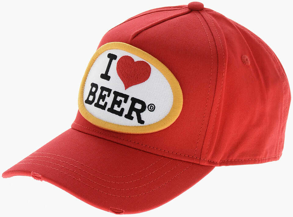 Sepci DSQUARED2 Embroidered I Love Beer Baseball Cap Red Barbati (BM 19207781) 1