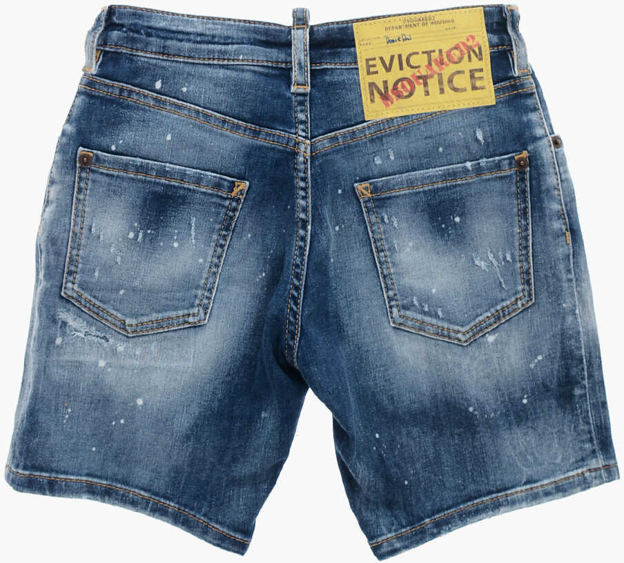 Pantaloni scurti DSQUARED2 Distressed Eviction Notice Denim Shorts Light Blue Fete (BM 19207787) 3