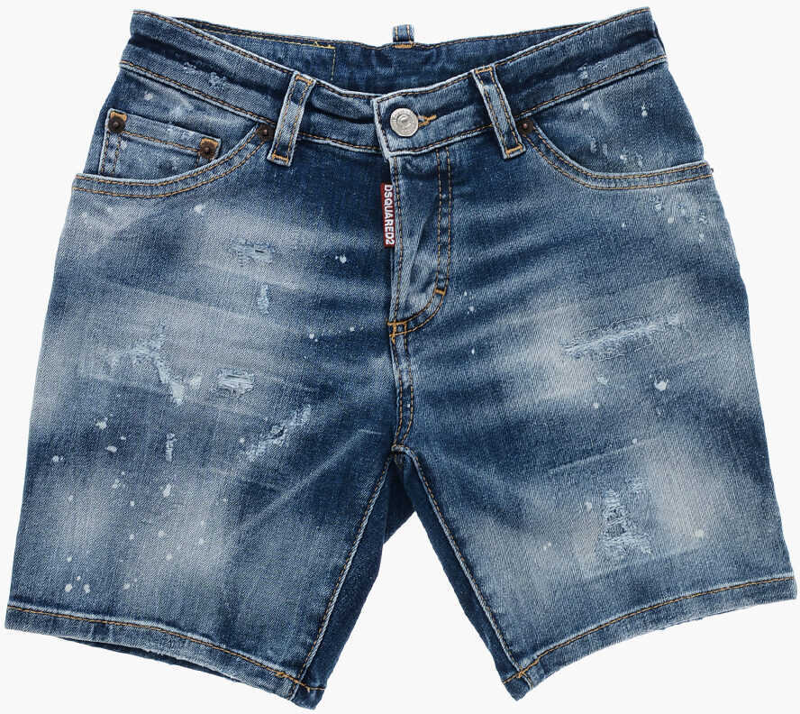 Pantaloni scurti DSQUARED2 Distressed Eviction Notice Denim Shorts Light Blue Fete (BM 19207787) 1