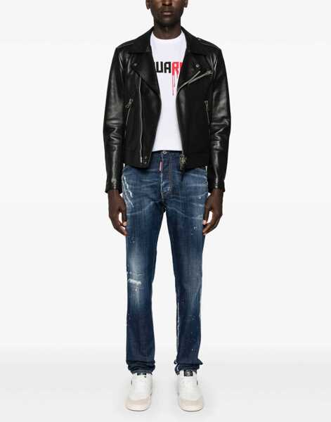 Tricouri DSQUARED2 Crew Neck Bloody Red T-Shirt With Embossed Print White Barbati (BM 19207874) 2