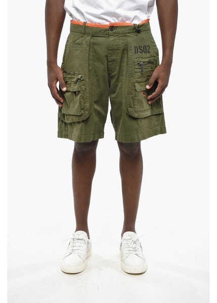 Pantaloni scurti DSQUARED2 Stretch Cotton Cargo Shorts With Contrasting Edge Green Barbati (BM 19207880) 1