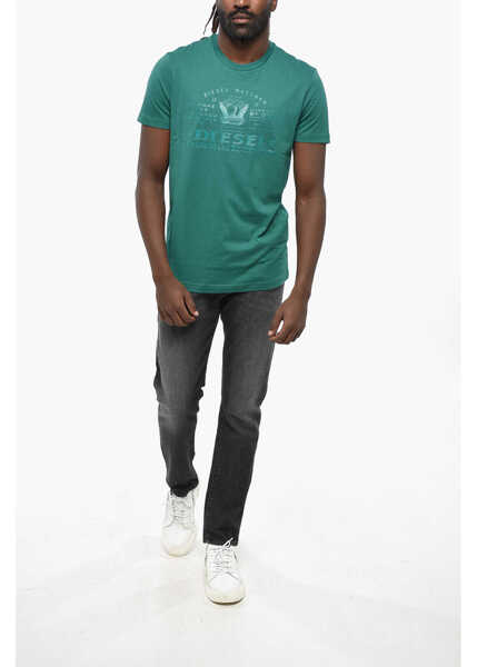 Tricouri Diesel Solid Color T-Diegor-E17-Out Crew-Neck T-Shirt With Tone On Green Barbati (BM 19207886) 4