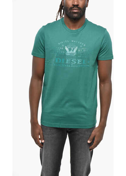 Tricouri Diesel Solid Color T-Diegor-E17-Out Crew-Neck T-Shirt With Tone On Green Barbati (BM 19207886) 1