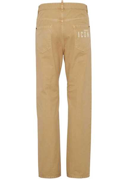 Pantaloni casual DSQUARED2 Icon Straight Leg 5-Pockets Pants With Printed Logo Beige Barbati (BM 19207889) 2