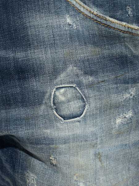 Blugi slim fit DSQUARED2 Distressed Effect Cool Guy Jeans With Visible Stitching 17Cm Blue Barbati (BM 19207895) 5
